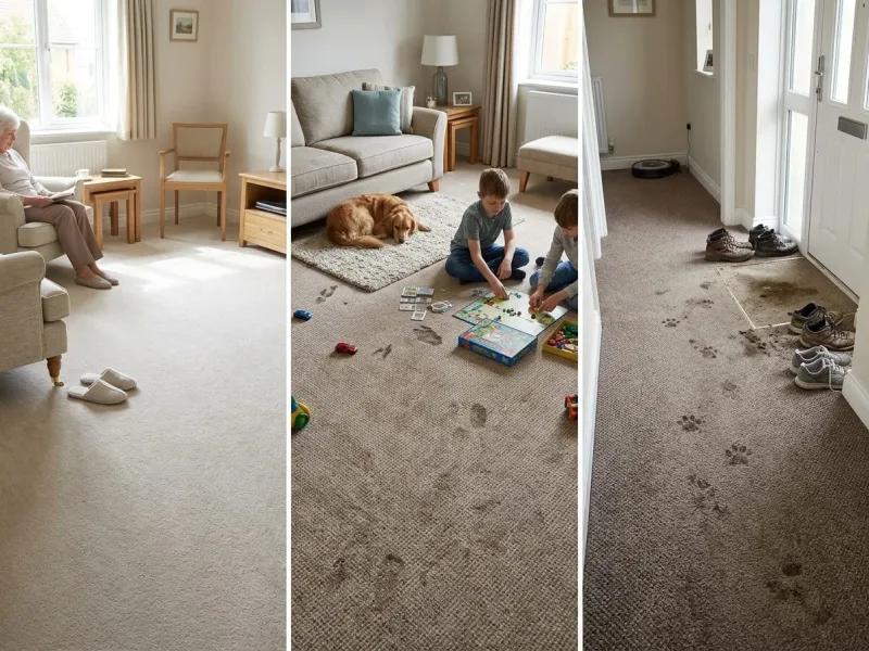 Clean carpet in a bright living room after professional cleaning