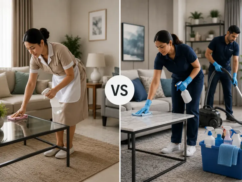Comparison of hiring a maid versus professional cleaning company in Dubai