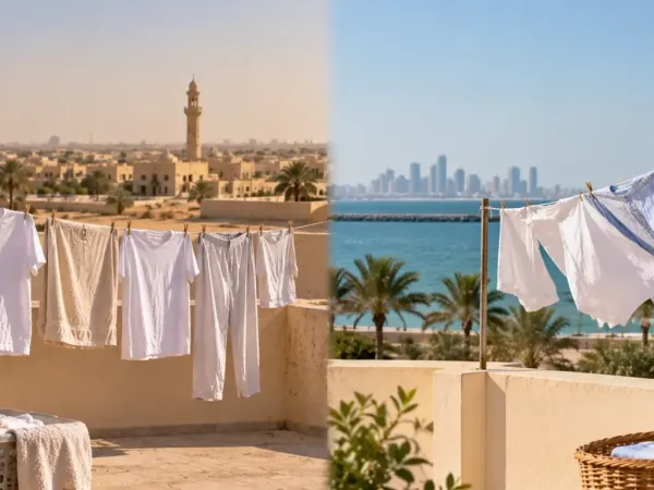 Ten Kilometres Inland, a Different Drying Year: Umm Salal Against the Coast