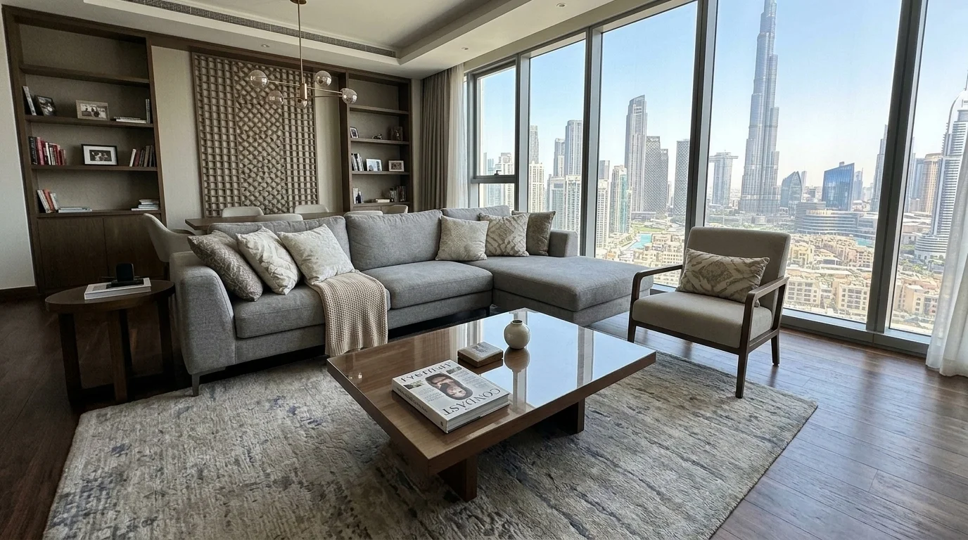 Clean and tidy living room after house cleaning in Qatar