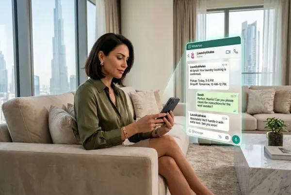 Step 01: WhatsApp Us - Wash & Fold Service in Dubai