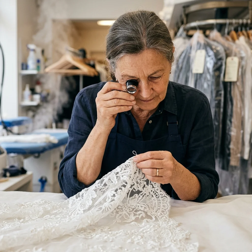 Fabric Inspection - Wedding Dress Cleaning in Al Barari